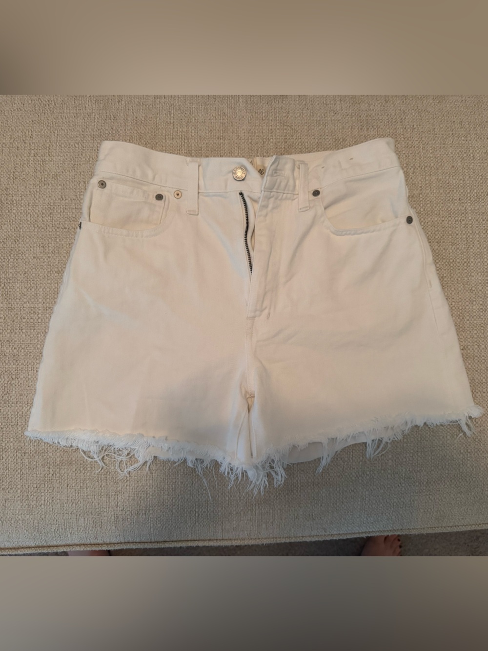Madewell Cream Frayed Hem Denim Shorts